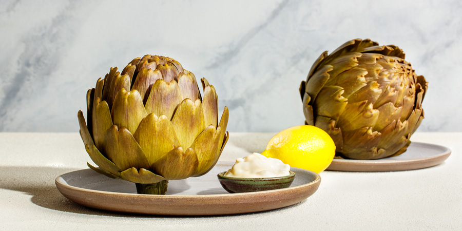 artichokes served with homemade mayonnaise