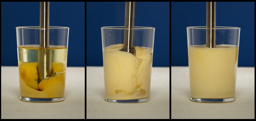 finishing making mayonnaise with a stick blender